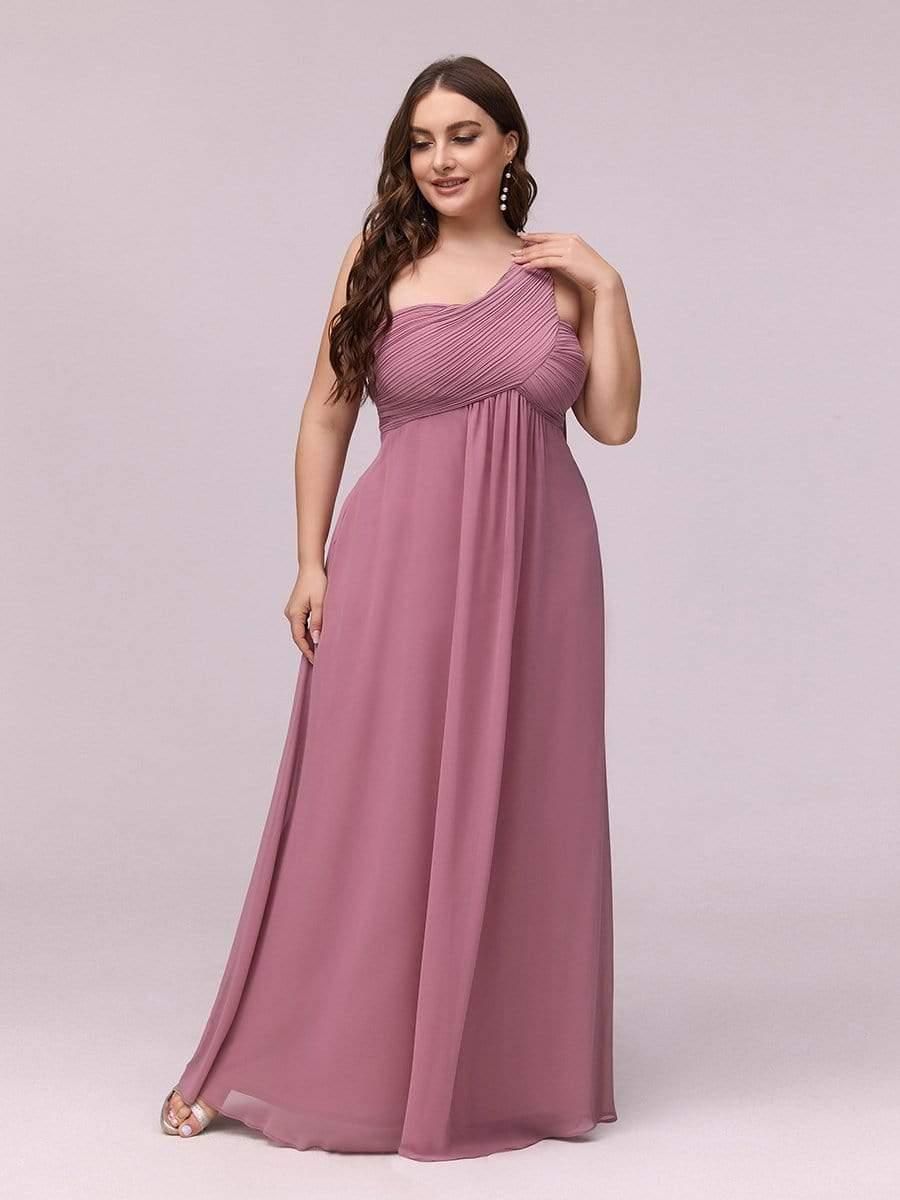 Custom Size Long Chiffon One Shoulder Evening Dresses #color_Purple Orchid