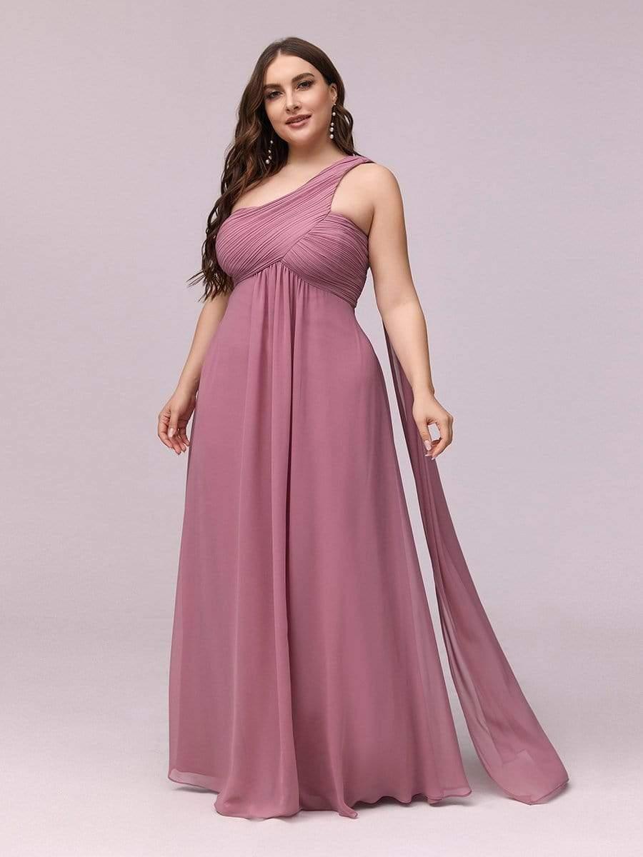 Custom Size Long Chiffon One Shoulder Evening Dresses #color_Purple Orchid