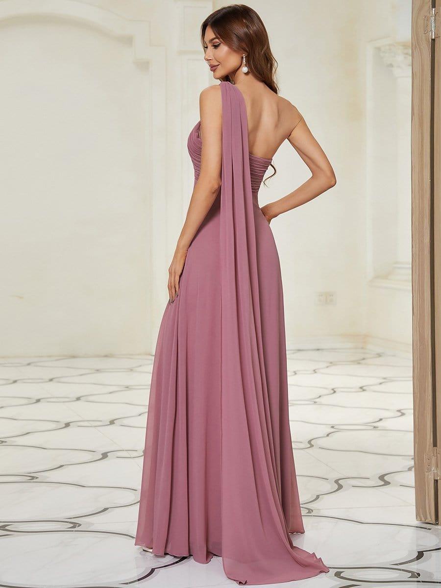 Custom Size Long Chiffon One Shoulder Evening Dresses #color_Purple Orchid