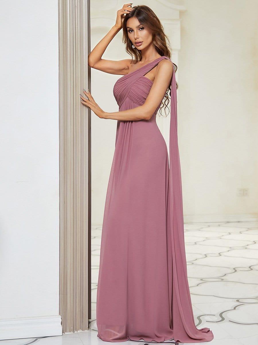 Custom Size Long Chiffon One Shoulder Evening Dresses #color_Purple Orchid