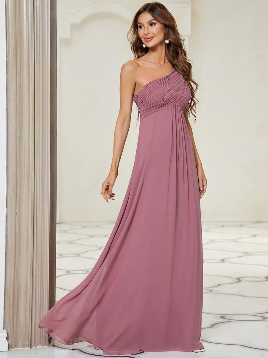 Custom Size Long Chiffon One Shoulder Evening Dresses #color_Purple Orchid