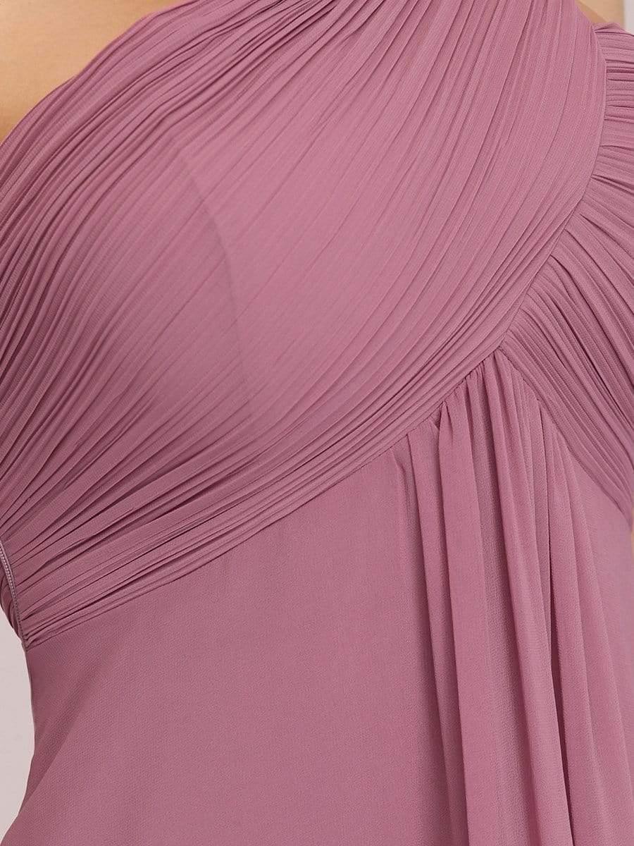 Custom Size Long Chiffon One Shoulder Evening Dresses #color_Purple Orchid