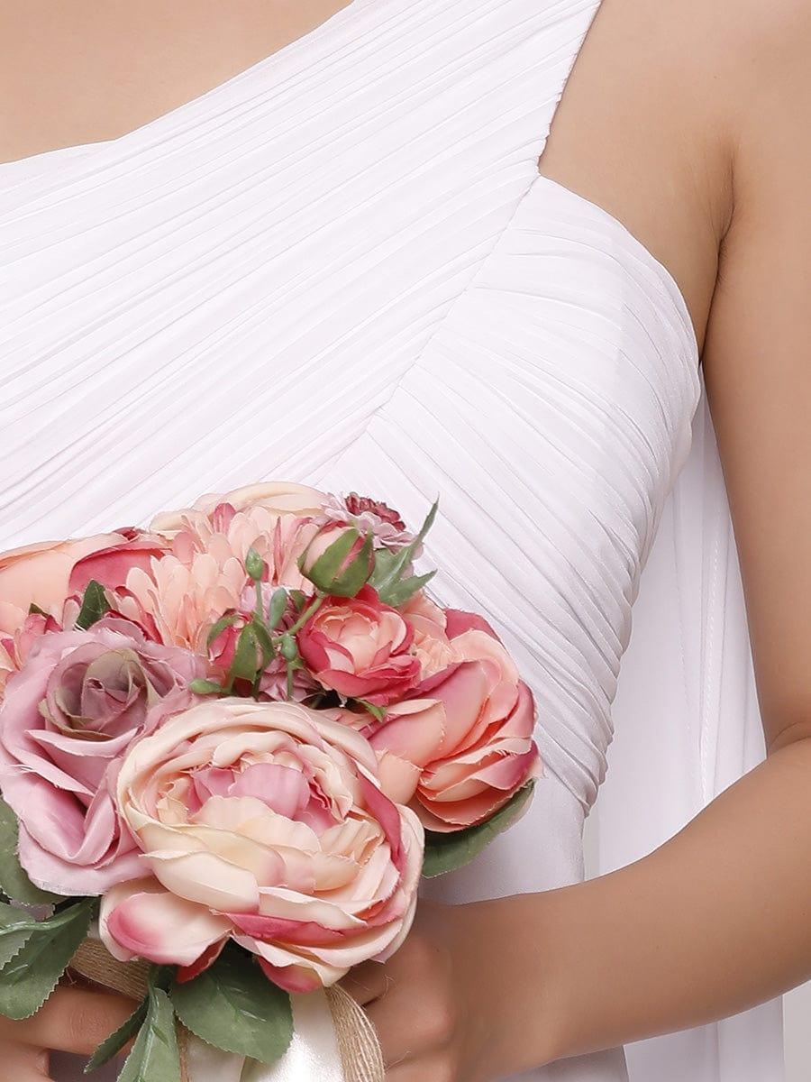 Custom Size Long Chiffon One Shoulder Evening Dresses #color_White