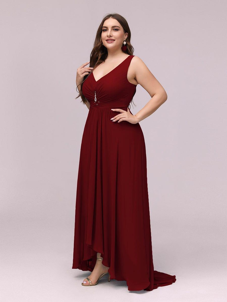 Plus Size Rhinestone V Neck High Low Party Dress