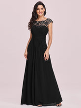 Flattering Cap Sleeve Chiffon Bridesmaid Dress #color_Black