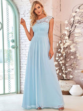 Flattering Cap Sleeve Chiffon Bridesmaid Dress #color_Sky Blue
