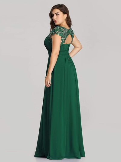 Elegant Flattering Maxi Plus Size Evening Dress #color_Dark Green