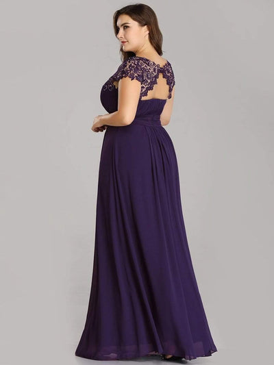 Elegant Flattering Maxi Plus Size Evening Dress #color_Dark Purple
