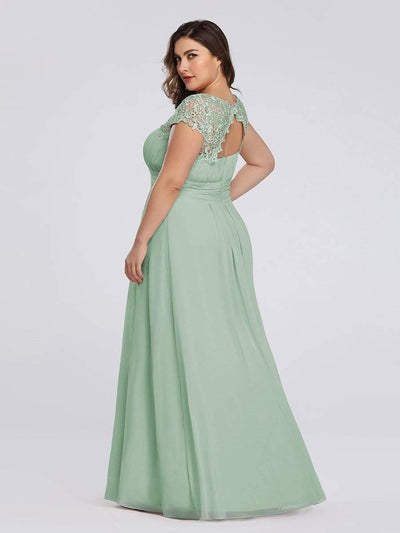 Elegant Flattering Maxi Plus Size Evening Dress #color_Mint Green