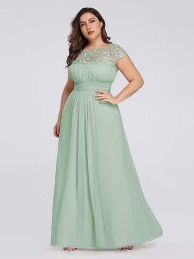Elegant Flattering Maxi Plus Size Evening Dress #color_Mint Green