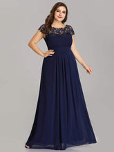 Elegant Flattering Maxi Plus Size Evening Dress #color_Navy Blue