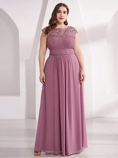 Elegant Flattering Maxi Plus Size Evening Dress #color_Purple Orchid