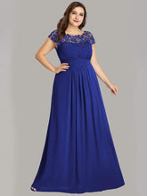 Elegant Flattering Maxi Plus Size Evening Dress #color_Sapphire Blue