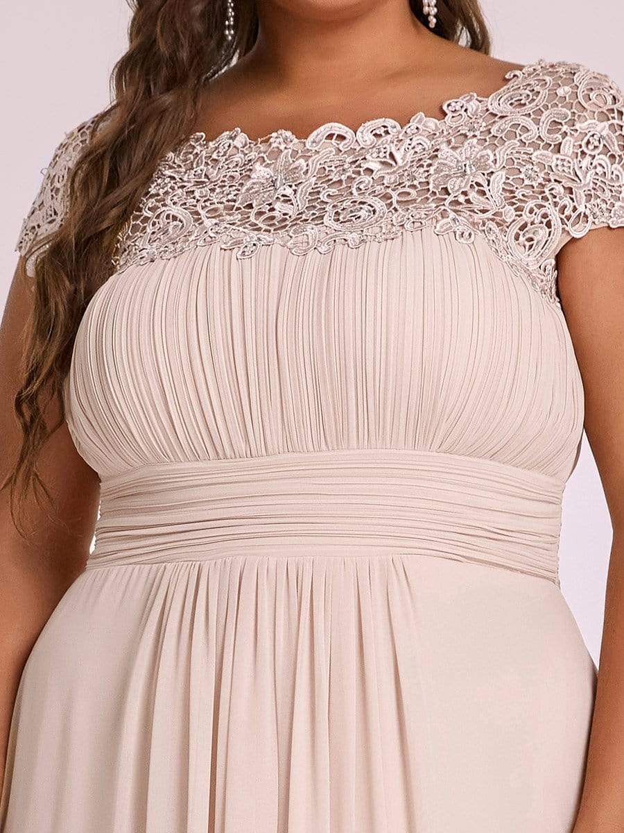 Elegant Flattering Maxi Plus Size Evening Dress #color_Blush