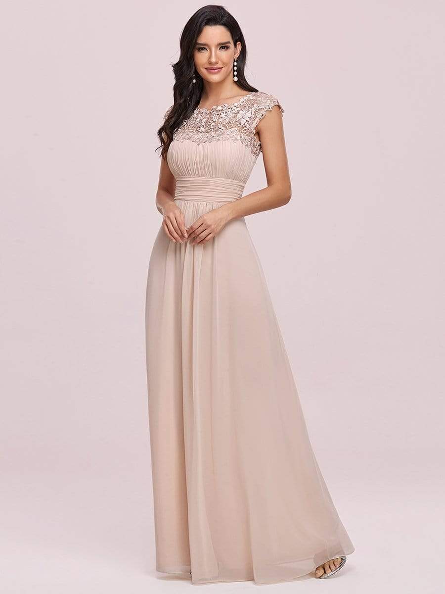 Maxi Long Empire Waist A Line Bridesmaid Dress #color_Blush