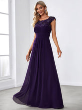 Maxi Long Empire Waist A Line Bridesmaid Dress #color_Dark Purple