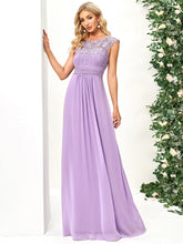 Maxi Long Empire Waist A Line Bridesmaid Dress #color_Lavender