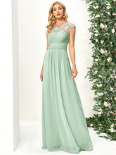 Maxi Long Empire Waist A Line Bridesmaid Dress #color_Mint Green