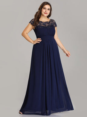 Plus Size Lace Cap Sleeve Elegant Maxi Bridesmaid Dress
