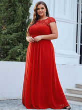 Elegant Flattering Maxi Plus Size Evening Dress #color_Red