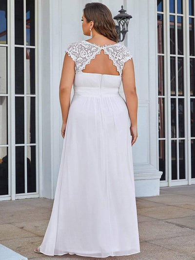 Elegant Flattering Maxi Plus Size Evening Dress #color_White