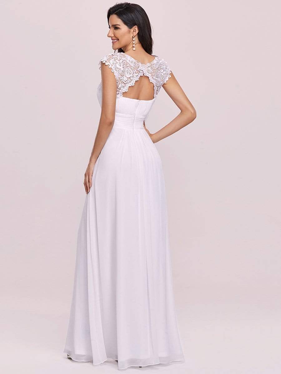 Maxi Long Empire Waist A Line Bridesmaid Dress #color_White