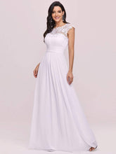 Maxi Long Empire Waist A Line Bridesmaid Dress #color_White