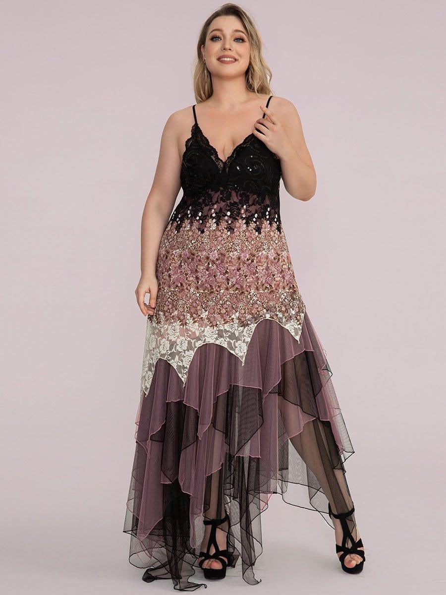 Sexy V Neck Irregular Hem Plus Size Prom Dresses #color_Purple Orchid