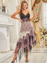 Women's Sexy V Neck Irregular Hem Cocktail Prom Dresses #color_Purple Orchid