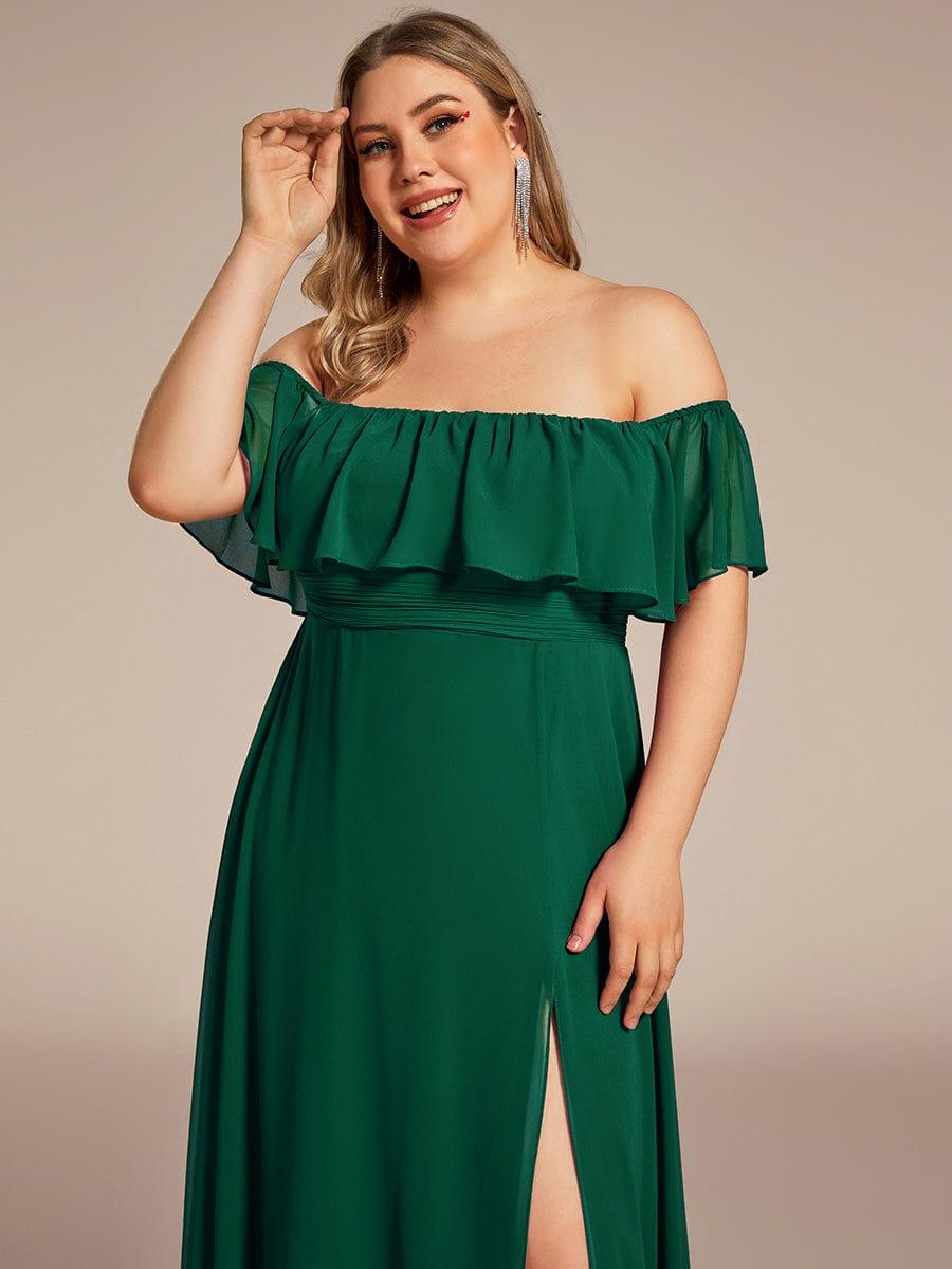 Plus Size Off-The-Shoulder Ruffle Chiffon Bridesmaid Dress