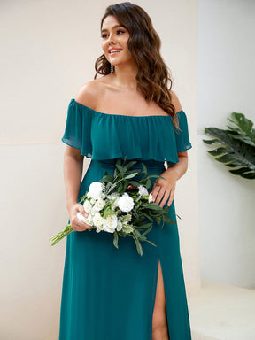 Plus Size Off-The-Shoulder Ruffle Chiffon Bridesmaid Dress