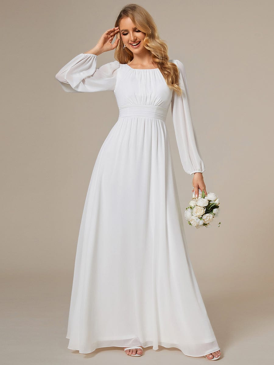 Chiffon Long Sleeve Pleated Floor Length Bridesmaid Dress