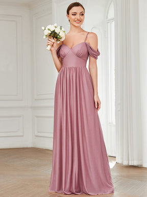 Cold Shoulder Draped Sleeve Floor-Length Bridesmaid Dress