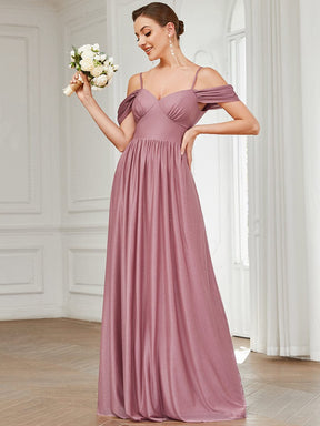 Cold Shoulder Draped Sleeve Floor-Length Bridesmaid Dress
