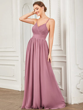 Chiffon V-Neck Pleated Spaghetti Strap A-Line Bridesmaid Dress