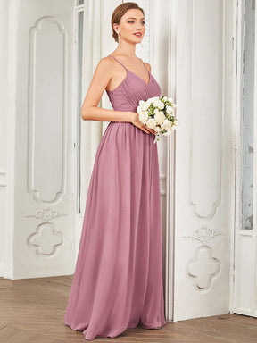Chiffon V-Neck Pleated Spaghetti Strap A-Line Bridesmaid Dress