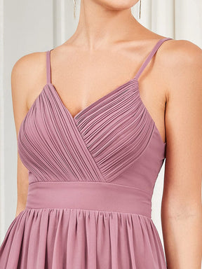 Chiffon V-Neck Pleated Spaghetti Strap A-Line Bridesmaid Dress