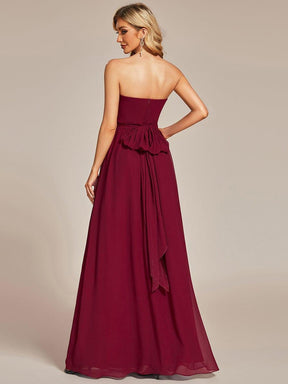 Multiway Chiffon Pleated Strapless Floor Length Bridesmaid Dress