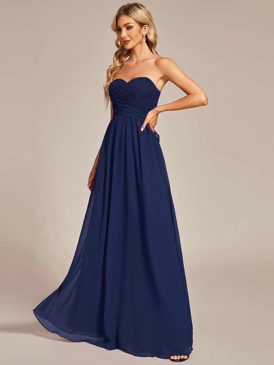 Multiway Chiffon Pleated Strapless Floor Length Bridesmaid Dress