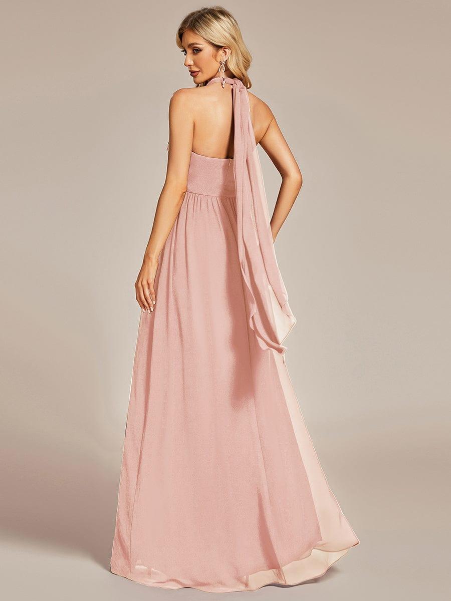 Multiway Chiffon Pleated Strapless Floor Length Bridesmaid Dress