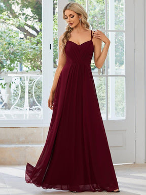 Chiffon and Lace Open Back Bridesmaid Dress with Spaghetti Straps