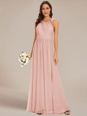 Sleeveless Floral Applique V-Neck A-Line Chiffon Bridesmaid Dress