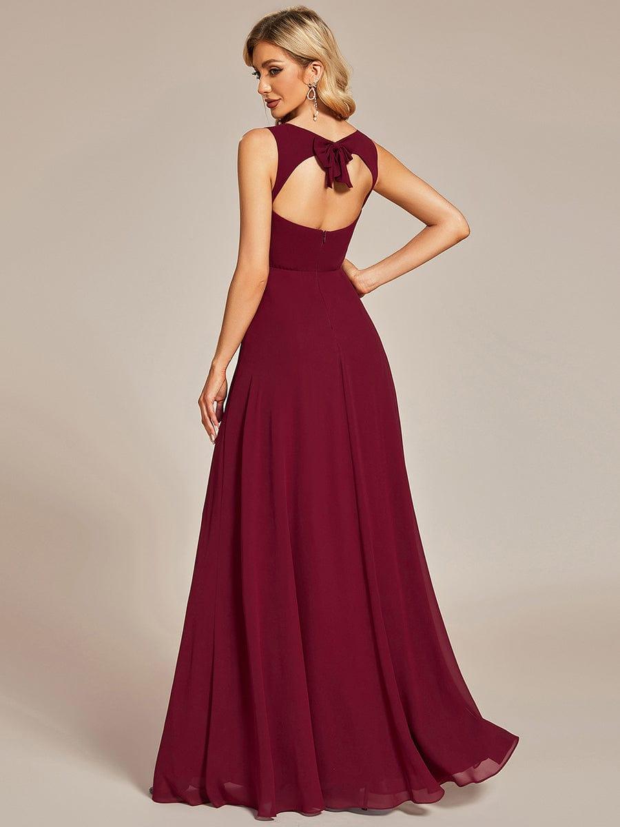 Elegant Chiffon Sleeveless Bridesmaid Dress with Backless #color_Burgundy