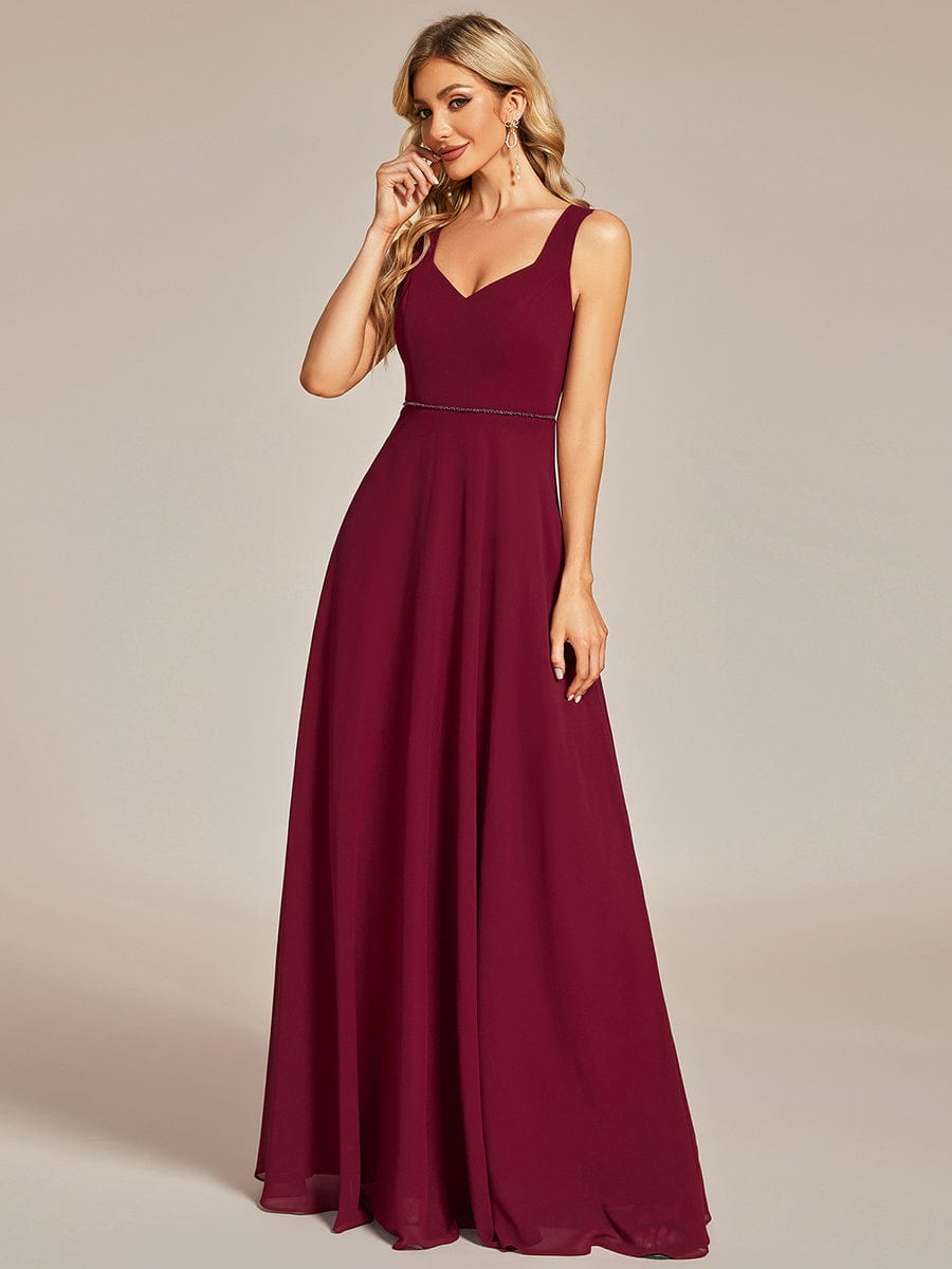 Elegant Chiffon Sleeveless Bridesmaid Dress with Backless #color_Burgundy