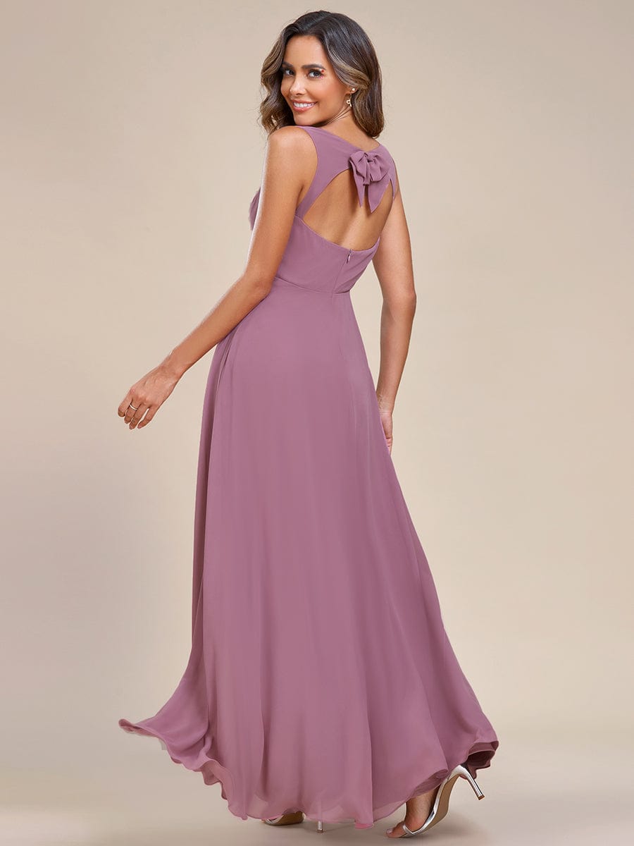 Elegant Chiffon Sleeveless Bridesmaid Dress with Backless #color_Purple Orchid
