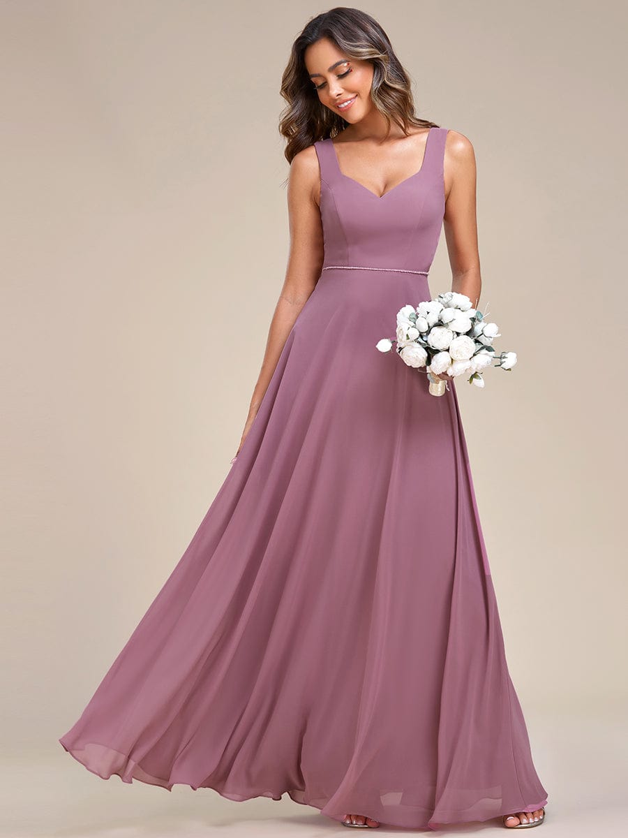 Elegant Chiffon Sleeveless Bridesmaid Dress with Backless #color_Purple Orchid