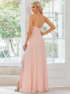 Front Slit Sweetheart Crossed Back Tie Chiffon Bridesmaid Dress