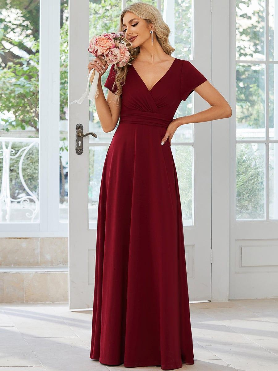 Simple Pleated Empire Waist A-Line Bridesmaid Dress