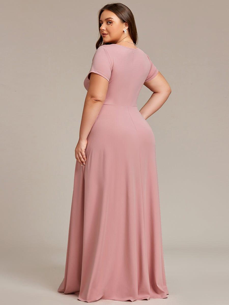 Simple Plus Size Empire Waist A-Line Bridesmaid Dress #color_Dusty Rose