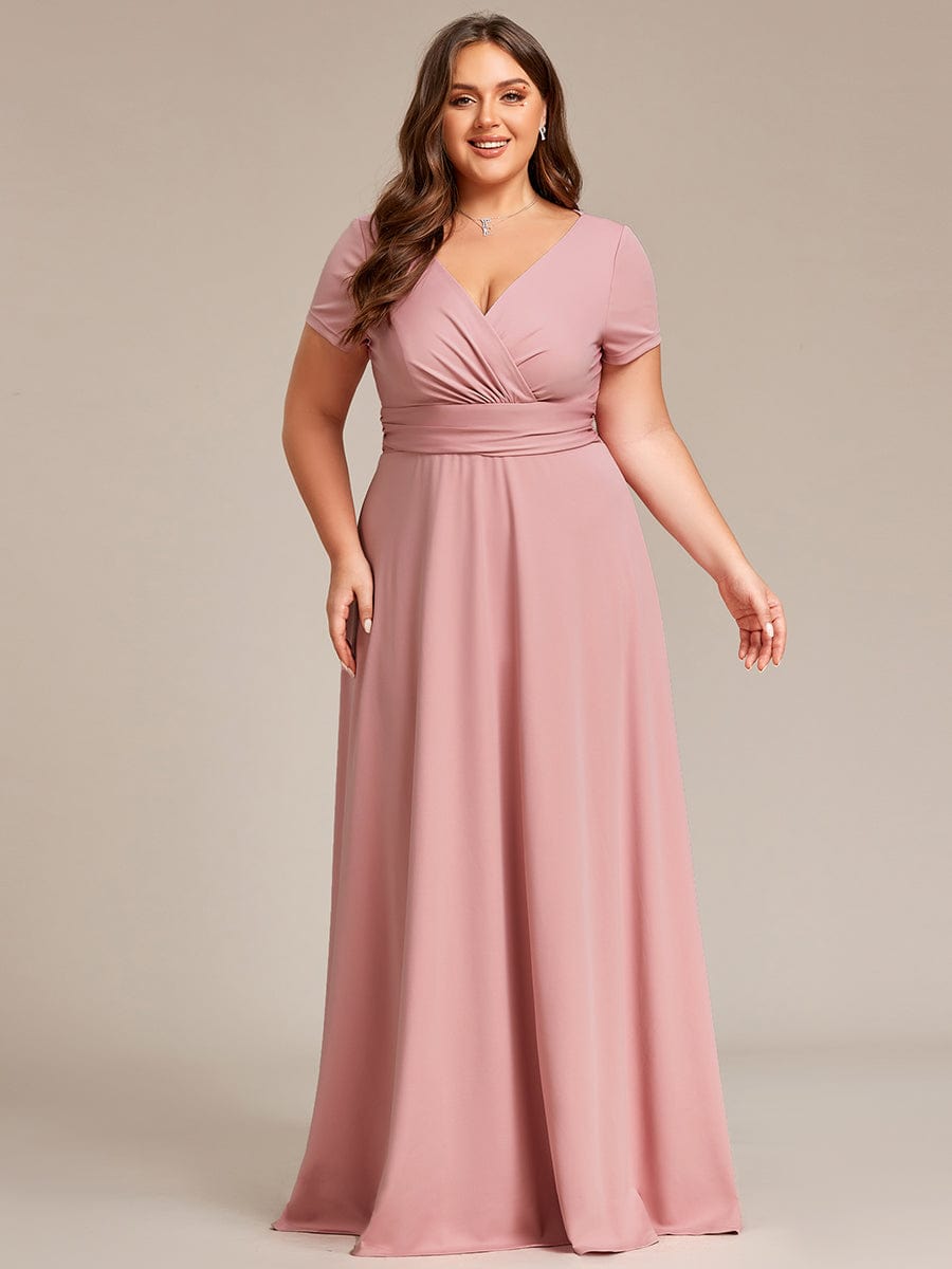 Simple Plus Size Empire Waist A-Line Bridesmaid Dress #color_Dusty Rose